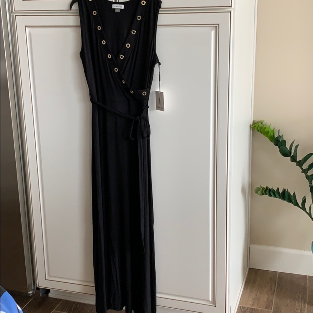 NWT Calvin Klein sleeveless black maxi dress